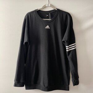 Adidas Womens Black 3 Stripe Drop Shoulder Crew Neck Sweatshirt Size Medium